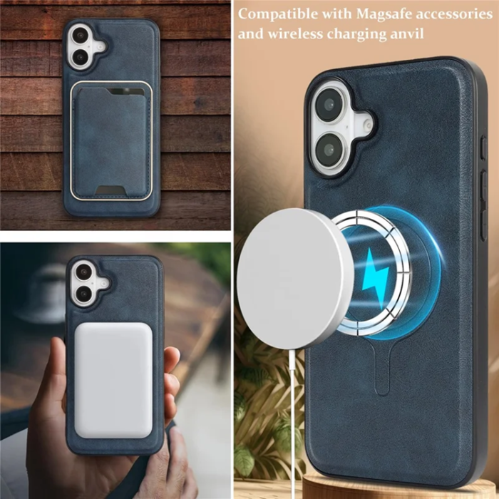 A-One Brand - iPhone 17 Mobilskal Magsafe korthållare - Blå