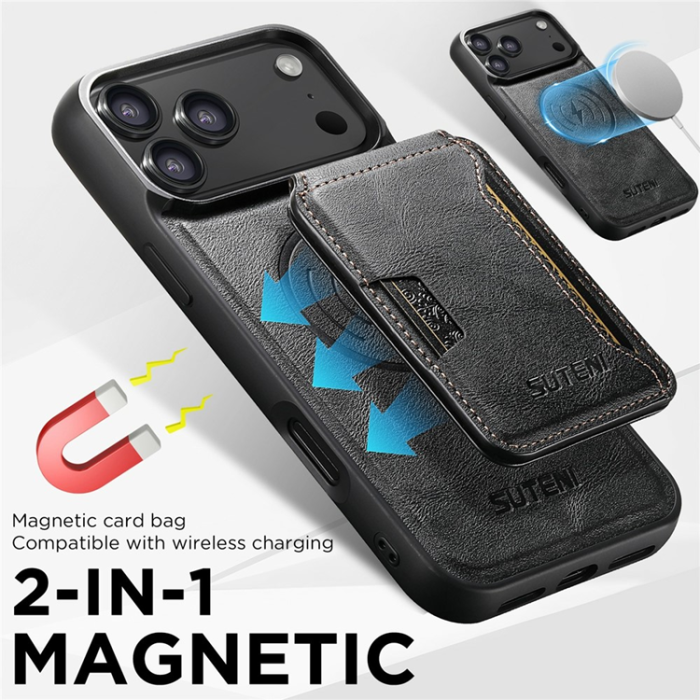SUTENI - SUTENI iPhone 17 Pro Mobilskal MagSafe Cowhide M3 - Svart