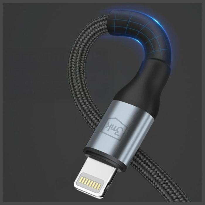 3MK - 3MK USB-A till Lightning 12W kabel 5V/2.4A 1m N-SERIES Hyper - Svart