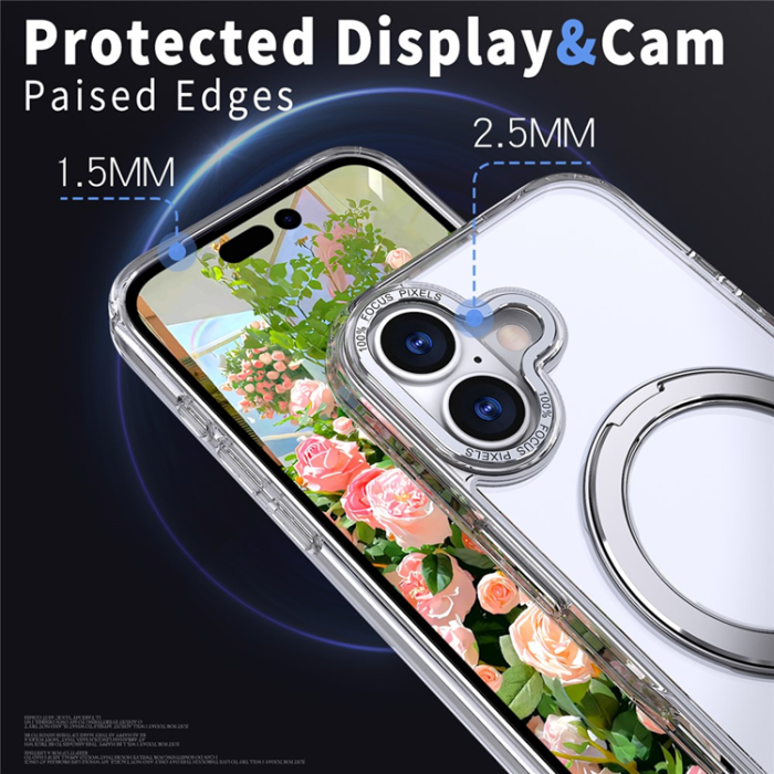 A-One Brand - iPhone 17 Mobilskal Ring Kickstand TPU PC - Transparent