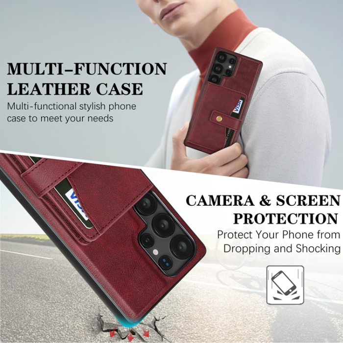 A-One Brand - Galaxy S25 Ultra Mobilskal MagSafe Detachable Korthållare Kickstand