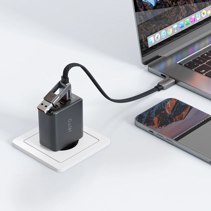 Acefast - Acefast USB-C - USB-A - USB-C 3A Kabel 0.2m 480Mb/s Svart