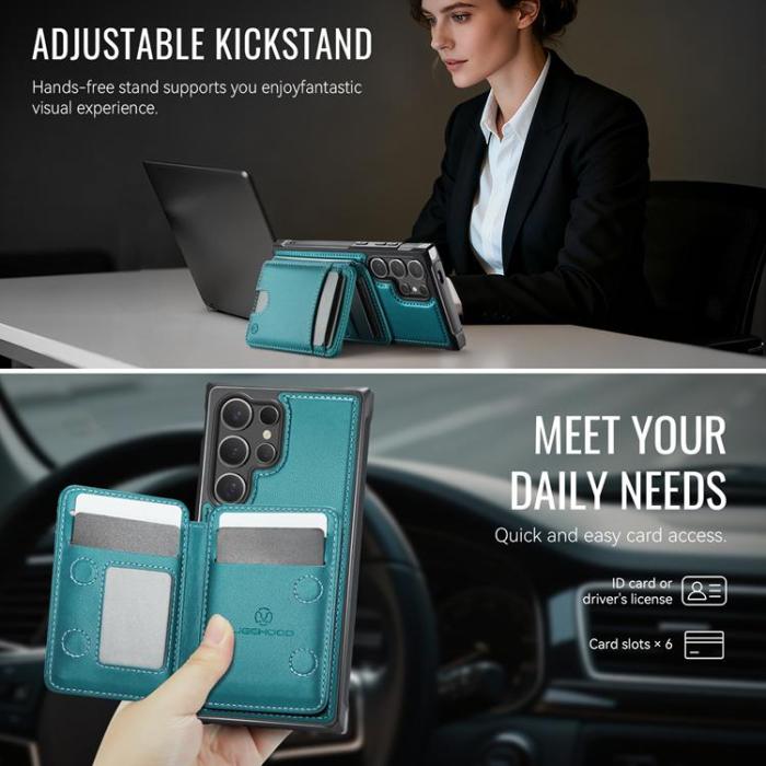 OEM - JEEHOOD Samsung Galaxy S24 Ultra Fodral KonstLäder - Blå