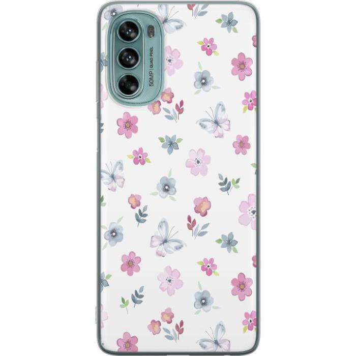 iSecrets - Mobilskal till Motorola Moto G62 5G med Blommor och fjärillar