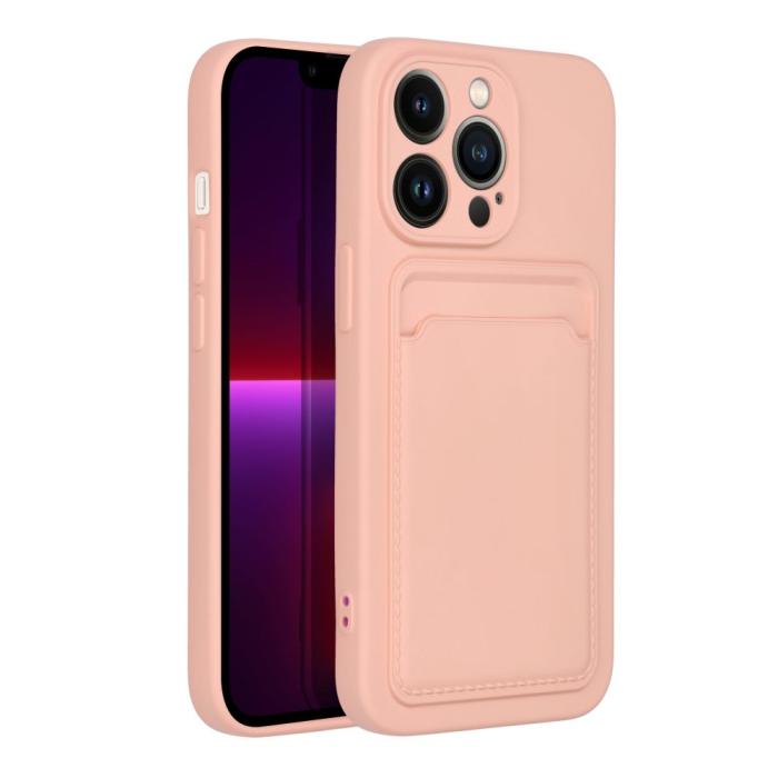 OEM - Forcell iPhone 14 Pro Skal Korthållare Mjukplast Rosa
