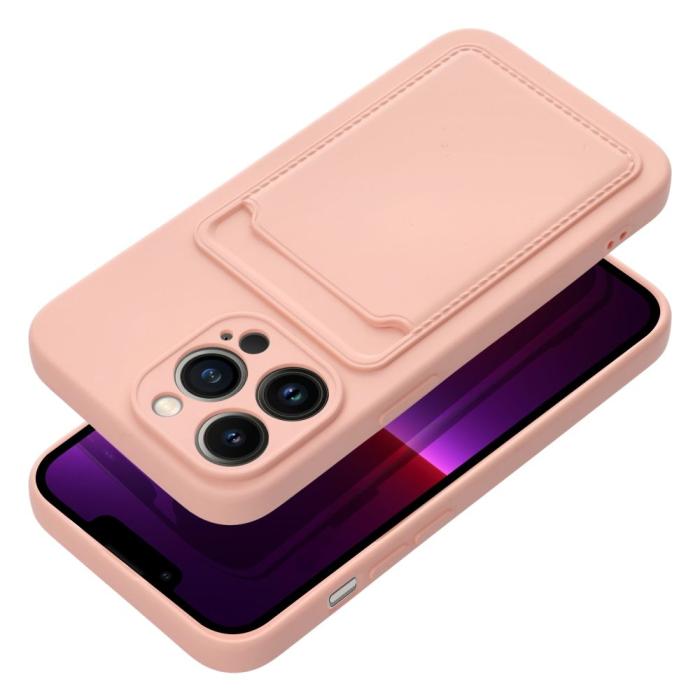 OEM - Forcell iPhone 14 Pro Skal Korthållare Mjukplast Rosa