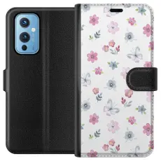 Gustaf - Pl&aring;nboksfodral till OnePlus 9 med Blommor och fj&auml;rillar