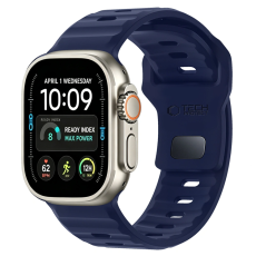 Tech-Protect - Tech-Protect Armband F&ouml;r Apple Watch (44/45/46/49mm) Silikon Line - Atlantic Bl&aring;