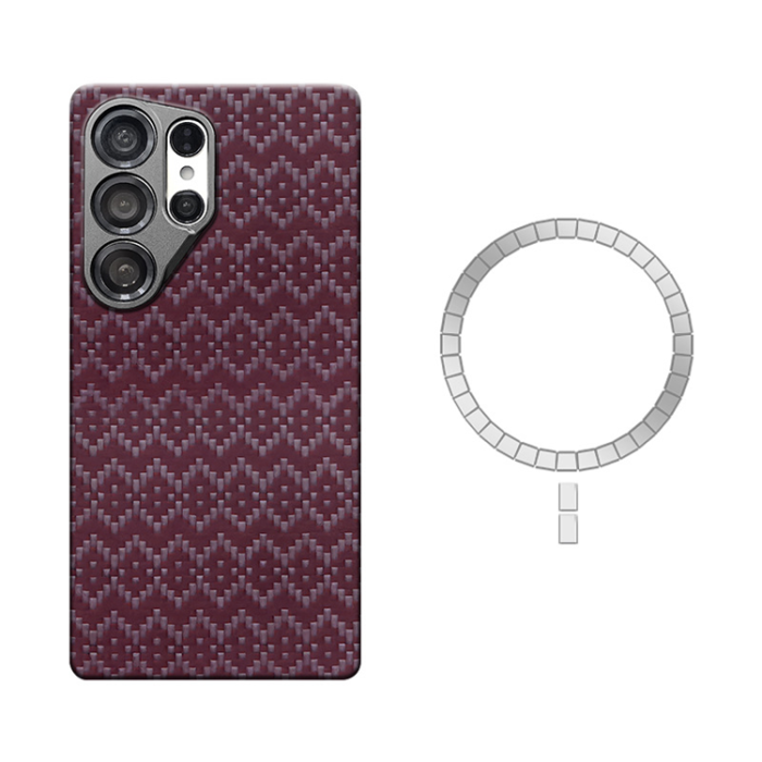 A-One Brand - Galaxy S25 Ultra Mobilskal MagSafe Kevlar - Röd Flower