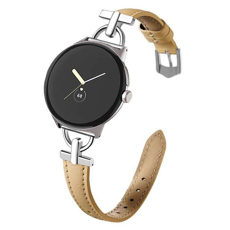 Google Pixel Watch 2/3 (41mm) Armband Äkta Cow Läder - Khaki | 5122 | AlltMobil
