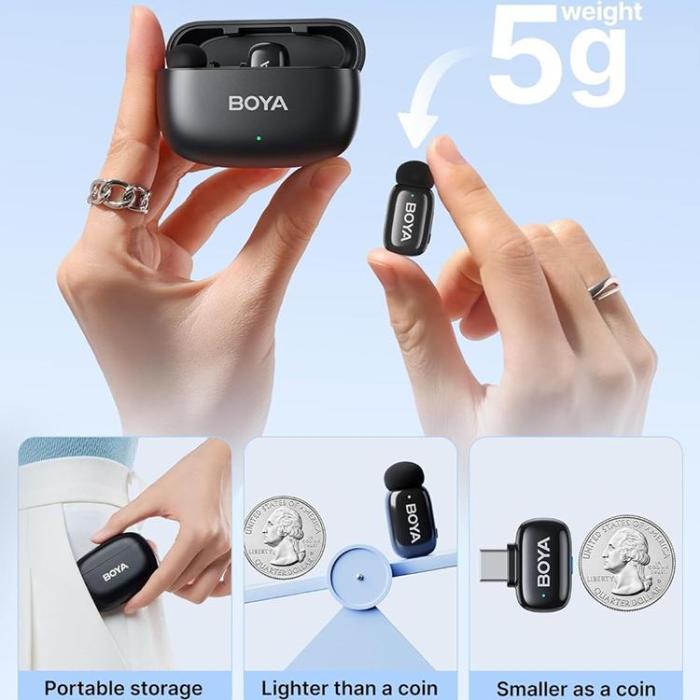 BOYA - BOYA 2-St Trådlös Lavaliermikrofon Brusreducering Mini-03