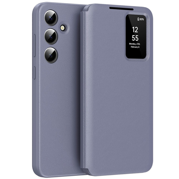 A-One Brand - Galaxy A56 5G Plånboksfodral View Window Läder - Lavendelgrå