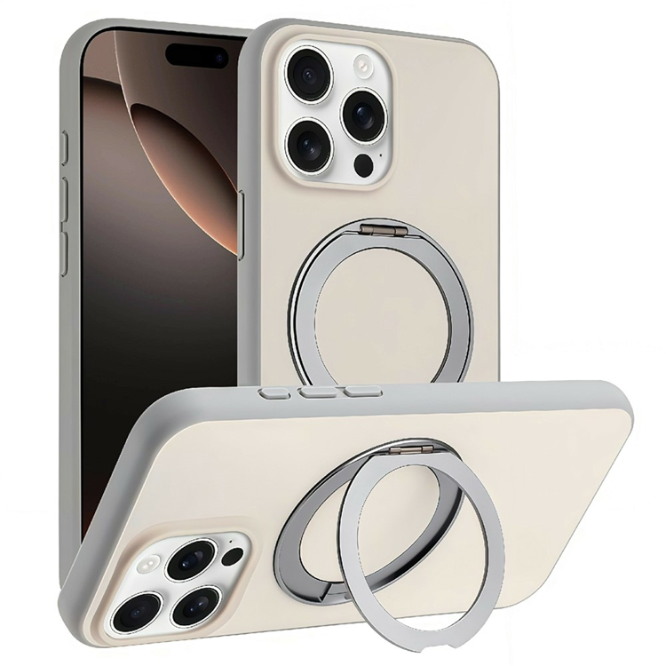 iPhone 16 Pro Mobilskal MagSafe Rotary Kickstand Skin Touch - Grå (Grå) | 2353 | AlltMobil