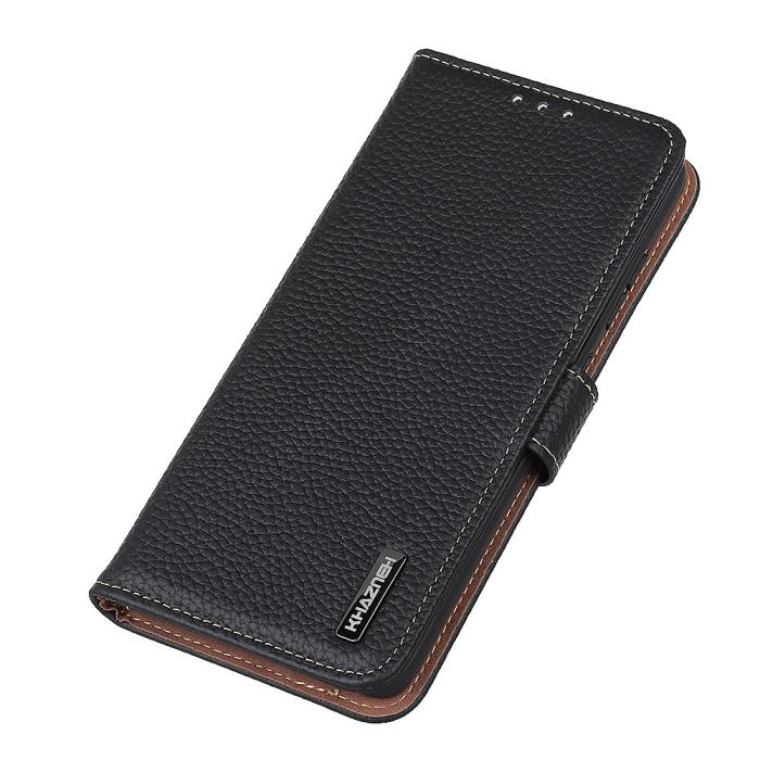 KHAZNEH - KHAZNEH - Äkta läder Plånboksfodral Sony Xperia 10 III - Svart