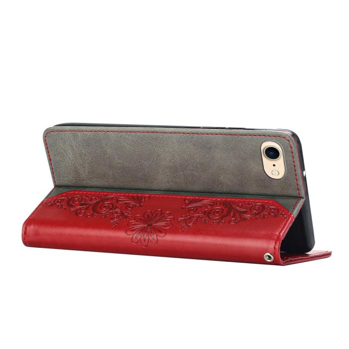 OEM - Fjärilar iPhone 7/8/SE 2020/SE 2022 Plånboksfodral - Röd