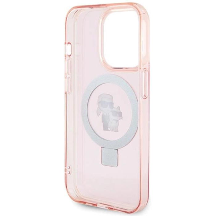 KARL LAGERFELD - KARL LAGERFELD iPhone 15 Pro Mobilskal MagSafe Ringställ - Rosa