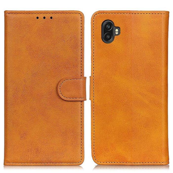 A-One Brand - Galaxy Xcover 6 Pro Plånboksfodral PU Läder - Brun
