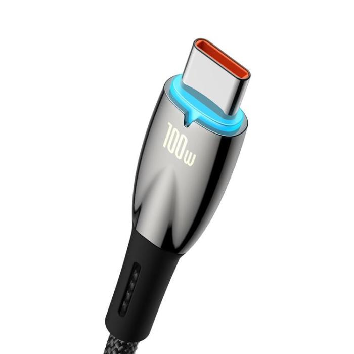 BASEUS - Baseus Glimmer USB-C till USB-A kabel 100W 2m - Svart