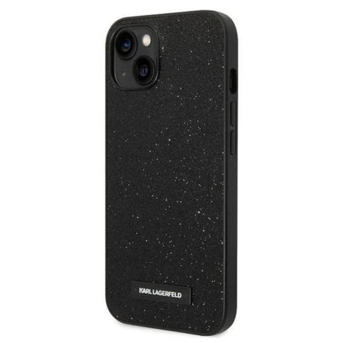 KARL LAGERFELD - Karl Lagerfeld iPhone 14 Plus Skal Glitter Plaque Logo - Svart