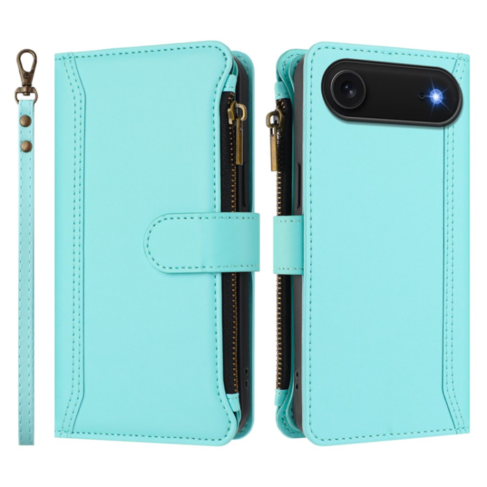 A-One Brand - iPhone Air Plånboksfodral Zipper Med Rem - Mintgrön