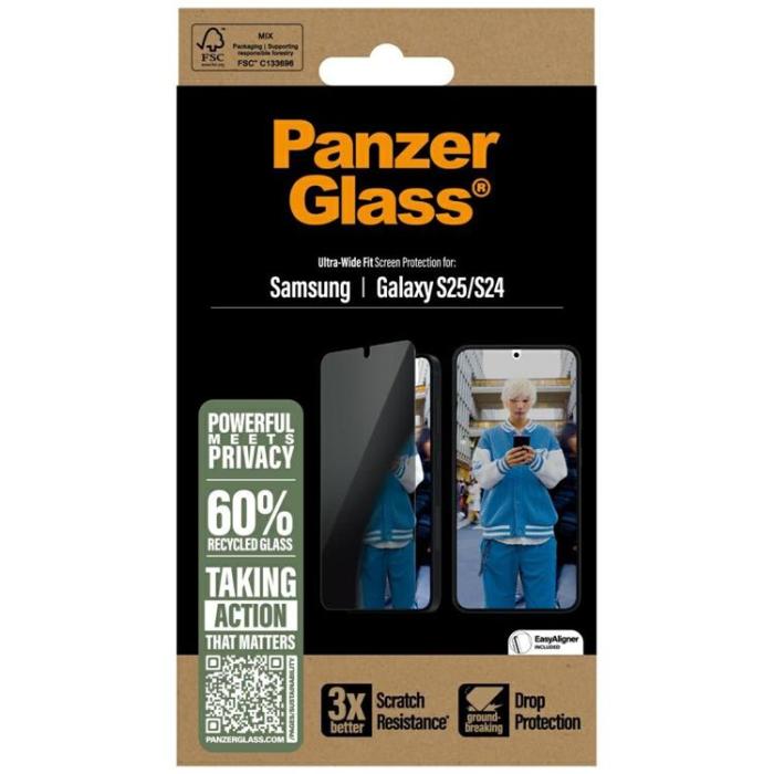 PanzerGlass - PanzerGlass Galaxy S25 Härdat Glas Skärmskydd Privacy Ultra-Wide Fit