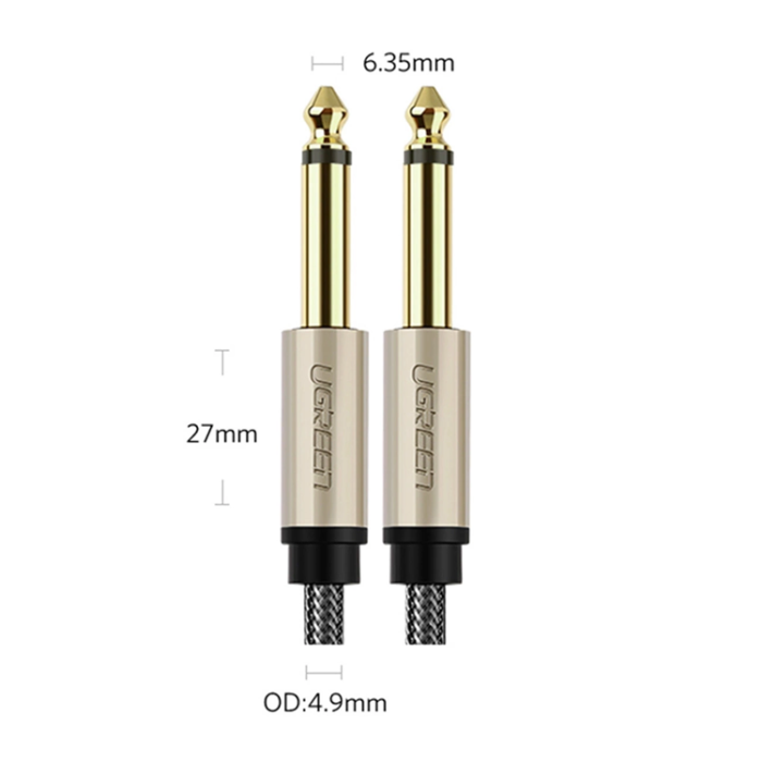 Ugreen - Ugreen Audio Kabel 6.35 mm Jack 5m Mono TS - Grå