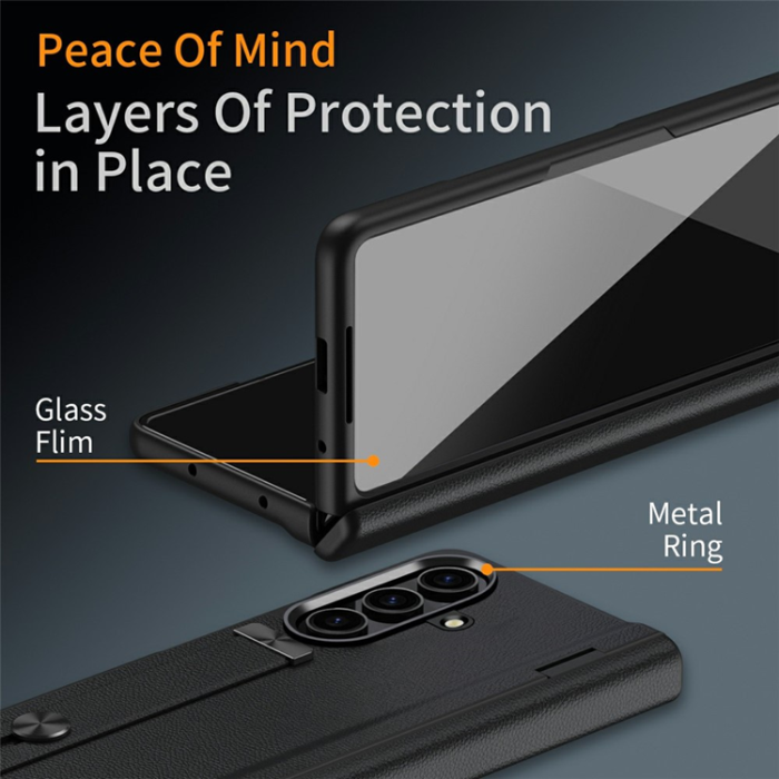 A-One Brand - Galaxy Z Fold 7 Mobilskal Kickstand Hard PC Anti-Drop - Svart