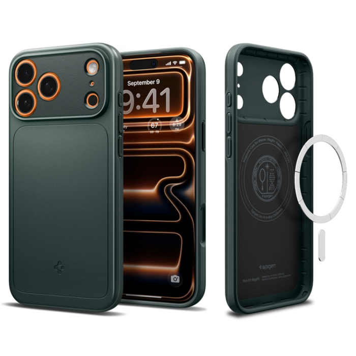 Spigen - Spigen iPhone 17 Pro Max Mobilskal Magsafe Thin Fit - Abyss Grön