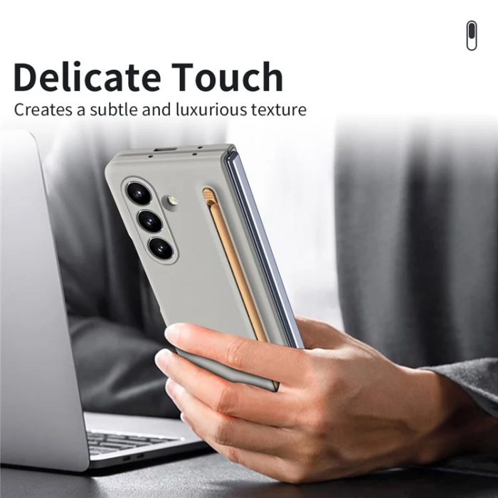 A-One Brand - Galaxy Z Fold7 Mobilskal med Härdad Glas Och Stylus - Ljusgrå