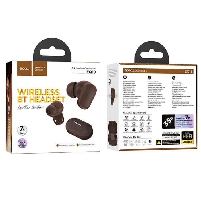 Hoco - Hoco TWS In-Ear Hörlurar Trådlösa Bluetooth EQ19 - Brun