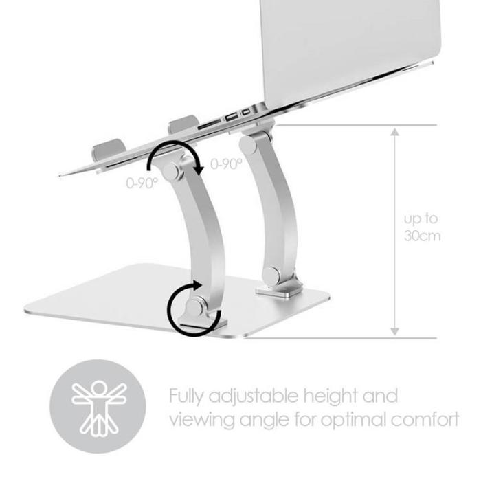 BUFFALO - Desire2 Laptopställ Dual Pivot Riser Justerbar Aluminium Silver