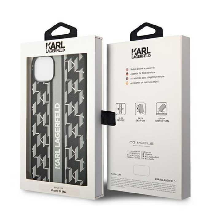 KARL LAGERFELD - Karl Lagerfeld iPhone 14 Plus Skal Monogram Stripe - Grå