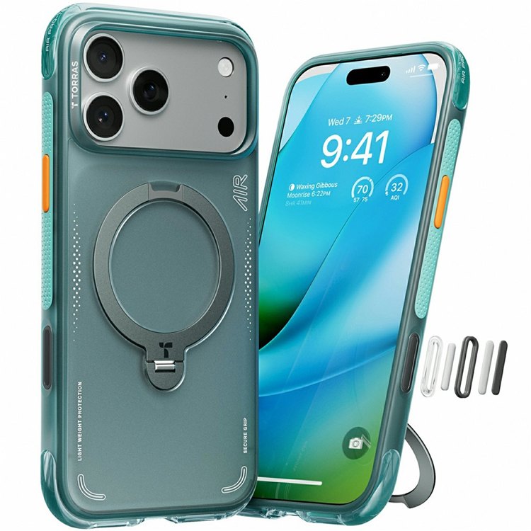 TORRAS Mobilskal till iPhone 17 Pro MagSafe Ostand Q3 Air - Grön | 2353 | AlltMobil