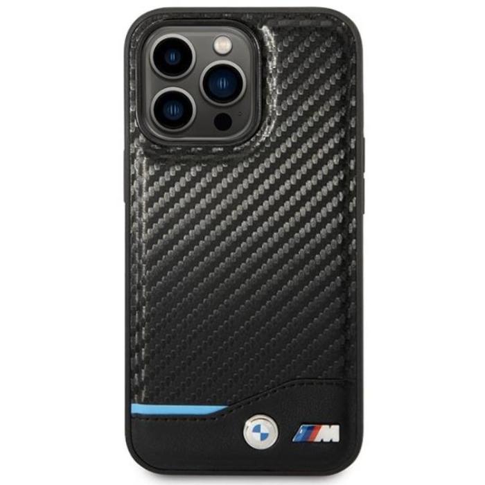 BMW - BMW iPhone 14 Pro Magsafe Läder Mobilskal Carbon - Svart