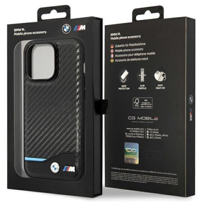 BMW - BMW iPhone 14 Pro Magsafe Läder Mobilskal Carbon - Svart
