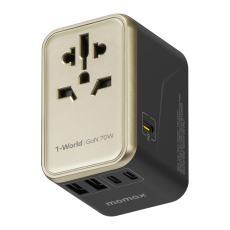 MOMAX - MOMAX GaN Väggladdare 3x USB-C - 2x USB-A 70W PD UA8A Guld