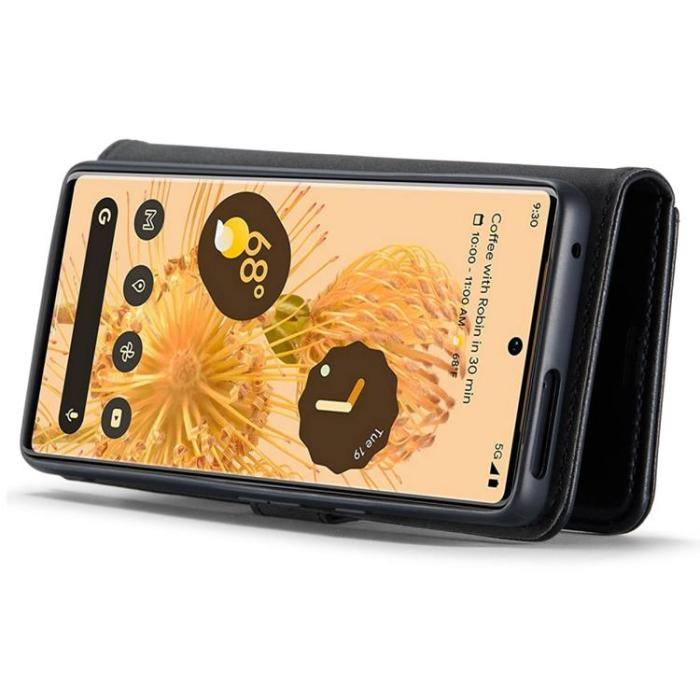 DG.MING - DG.MING Google Pixel 7 Pro Plånboksfodral Detachable 2in1 Äkta läder - Svart