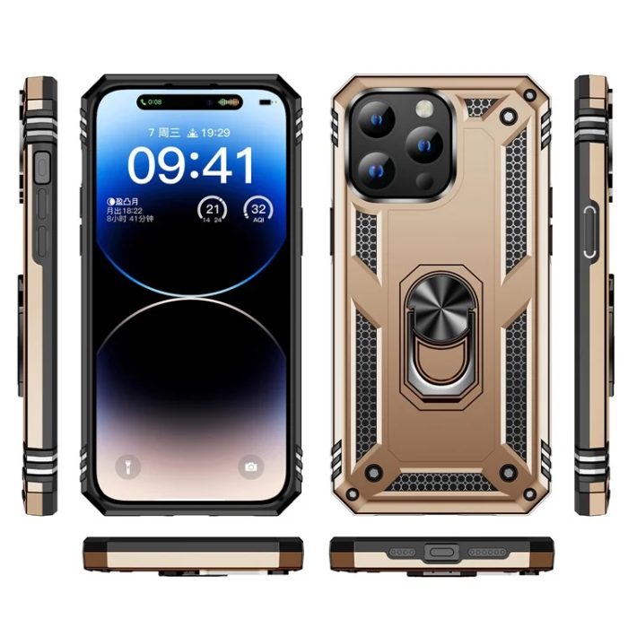 A-One Brand - iPhone 15 Pro Mobilskal med Kickstand - Guld