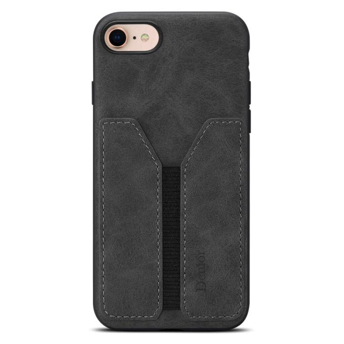 DENIOR - DENIOR iPhone 16e Fodral Elastisk Kortficka KonstLäder TPU PC Svart