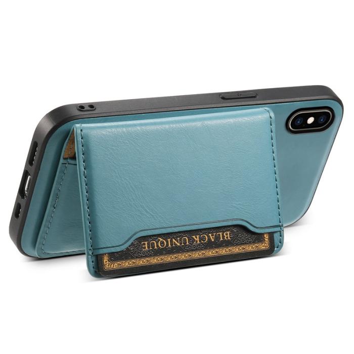 DENIOR - DENIOR iPhone XS Max Fodral Kickstand KonstLäder Blå