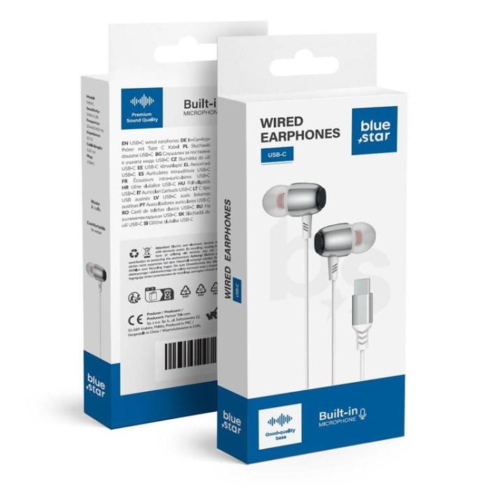 Blue Star - Blue Star Trådbunden Hörlurar USB-C Mikrofon M09C - Vit