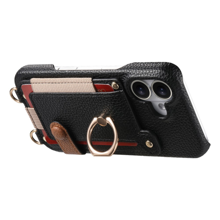 A-One Brand - iPhone 16 Mobilskal med Korthållare Ring Kickstand