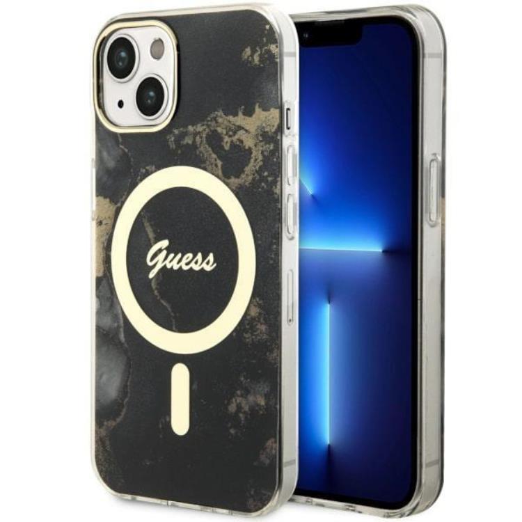 Guess iPhone 14 Mobilskal MagSafe Guld Marble - Svart | 2353 | AlltMobil