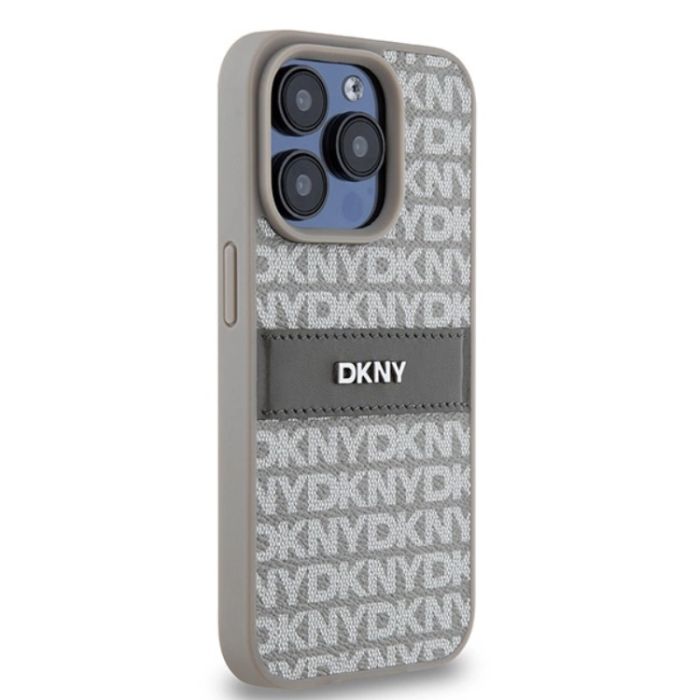 DKNY - DKNY iPhone 15 Pro Mobilskal Läder Mono Stripe & Metal Logo