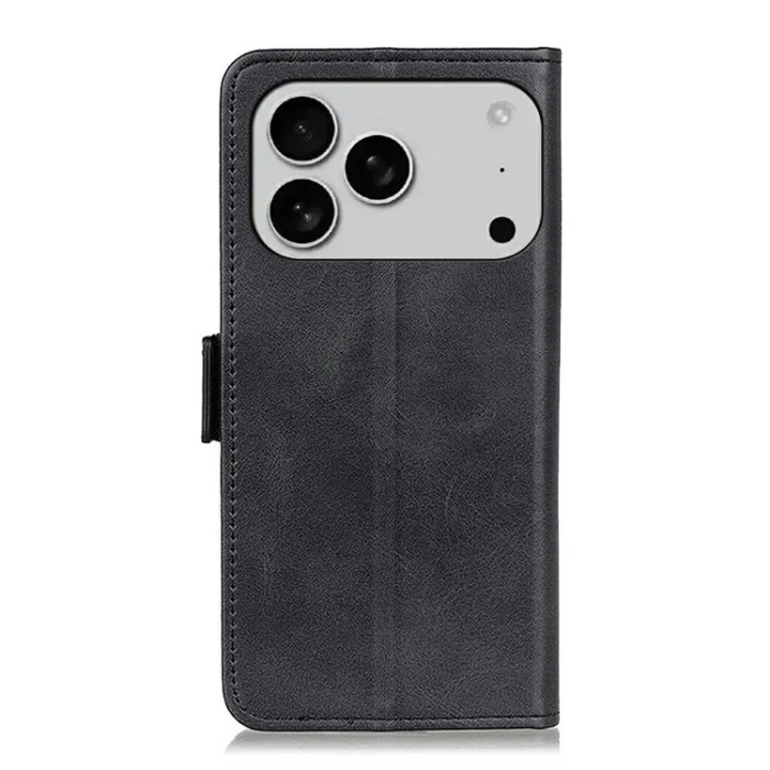 A-One Brand - iPhone 17 Pro Max Plånboksfodral Cowhide Texture - Svart