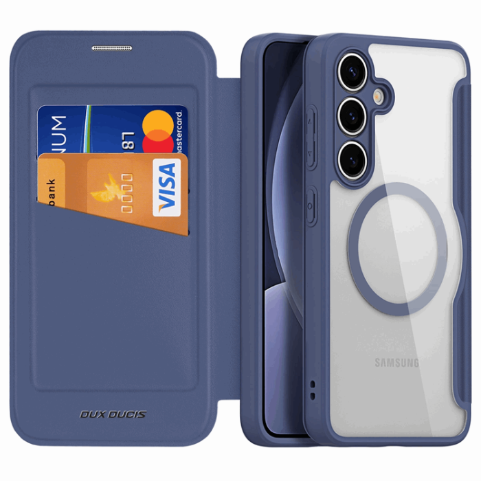 Dux Ducis - Dux Ducis Galaxy S25 Plus Plånboksfodral MagSafe Skin X Pro - Blå