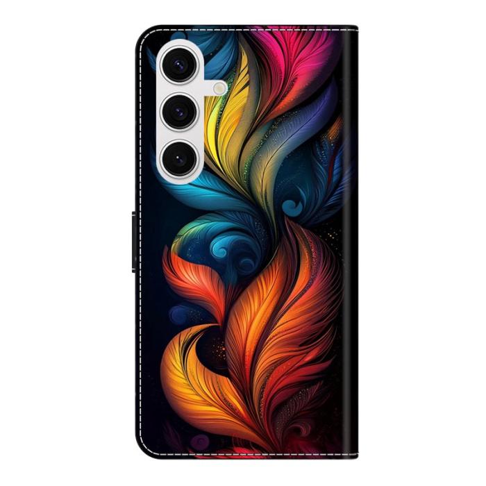 OEM - Plånboksfodral för Samsung Galaxy S26 Konstläder Stativ - Färgglada fjädrar