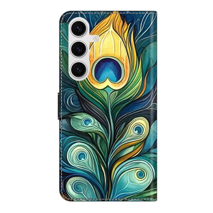 OEM - Plånboksfodral för Samsung Galaxy S26 Konstläder Stativ - Grön Fjäder