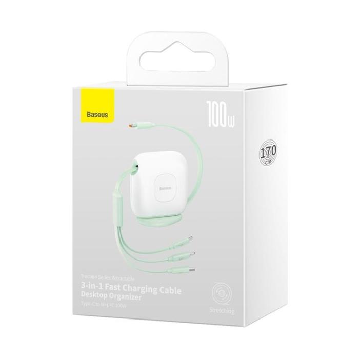 BASEUS - Baseus 3in1 USB-A till USB-C, Lightning, microUSB kabel 100W 1.7m
