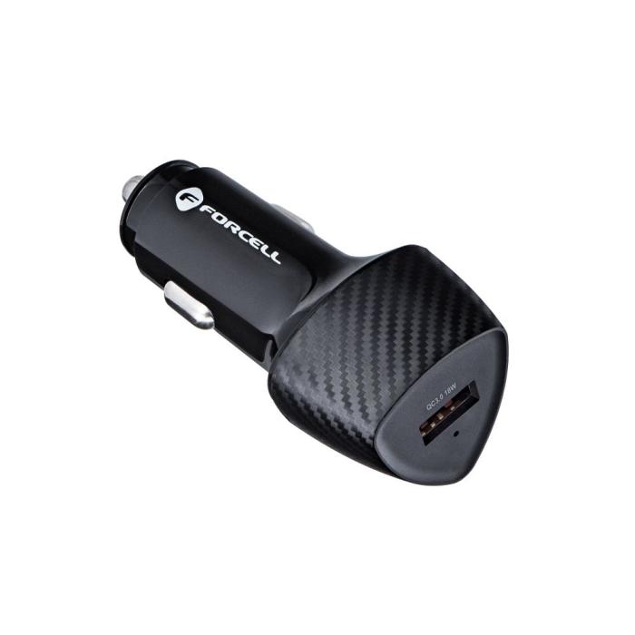Forcell - FORCELL CARBON billaddare USB QC 3.0 18W CC50-1A svart